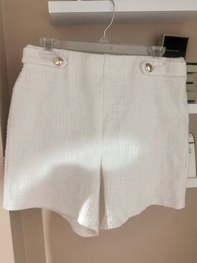 White Tweed High-Waist Women’s Shorts